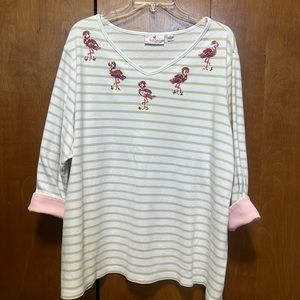 Cute flamingo sequence shirt from Quacker Factory.